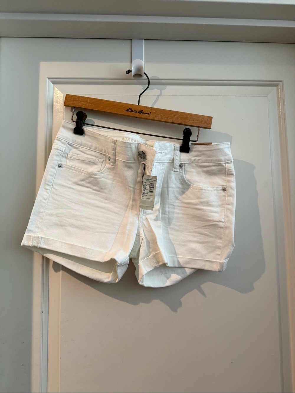 American Eagle Outfitters White Denim Rolled Hem Shorts